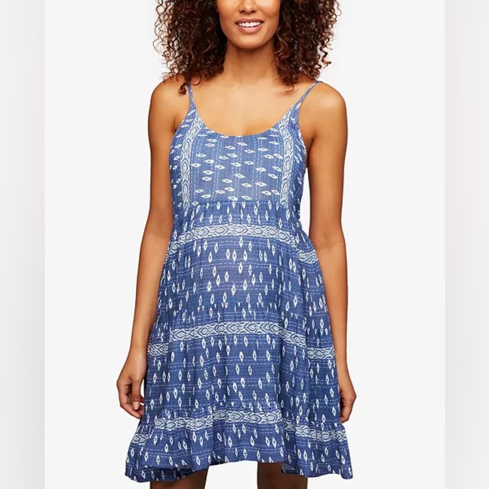 Boho Blue and White Tiered Dress Size M